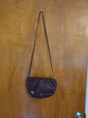 Etienne Aigner Burgundy Gathered Leather Crossbody with Metal Accent